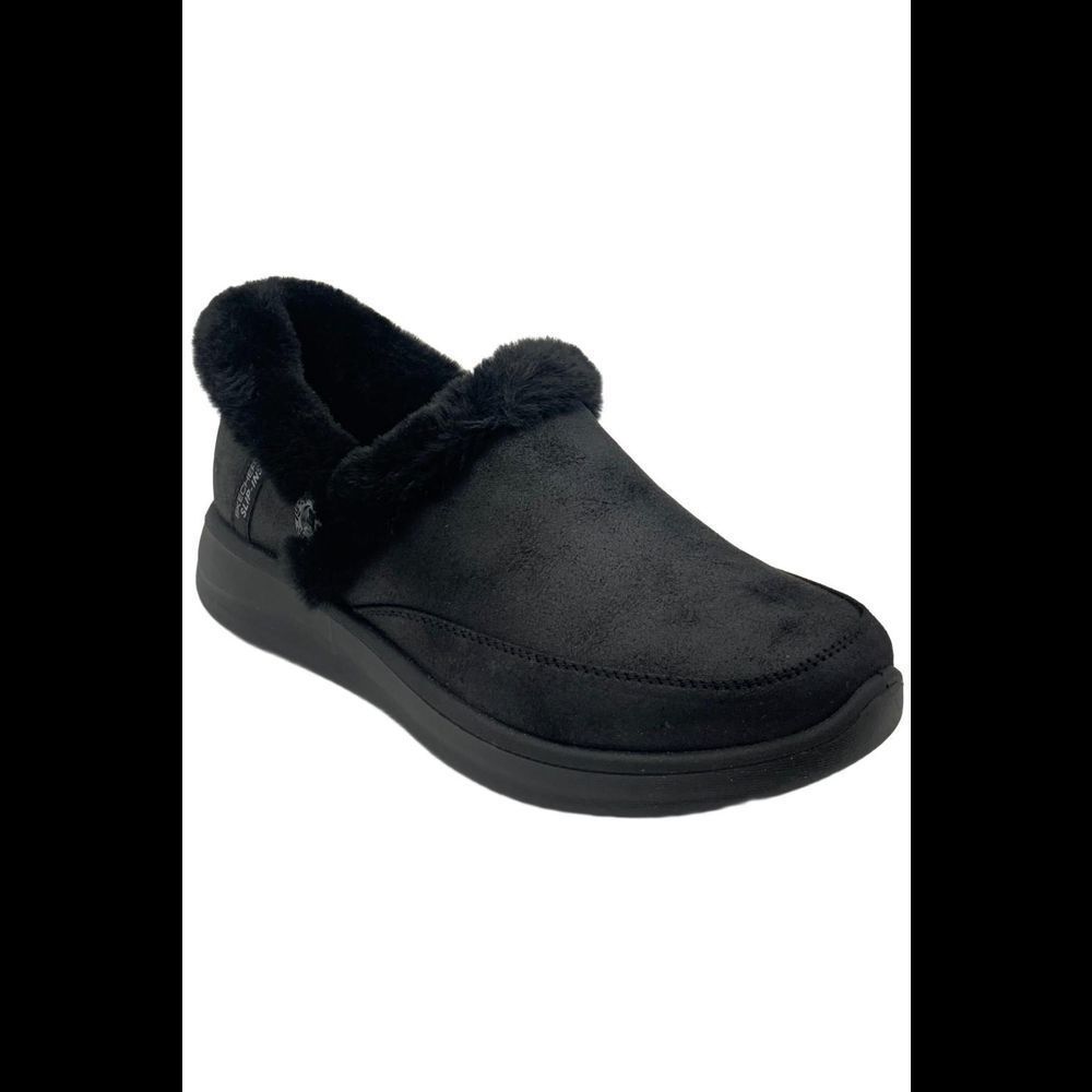 Skechers Slip-ins Cozy Water Repellent Vegan Slippers- Cozy Black - Medium